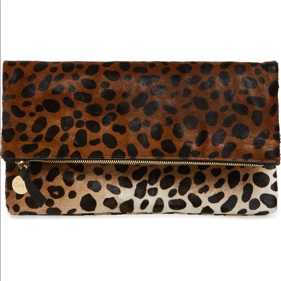 Clare V Handbags - NEW Clare V Fold Over Leopard Calf Hair Clutch